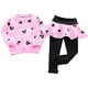 thumbnail image 4 of Conjunto de ropa infantil, tops largos, camiseta larga cálida para niñas, top + falda, pantalones, conjuntos con forma de corazón, 4 of 7