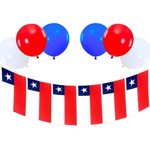 Big Party - Pack X 4 Guirnalda Bandera Plástica 10 Metros + 9 Globos