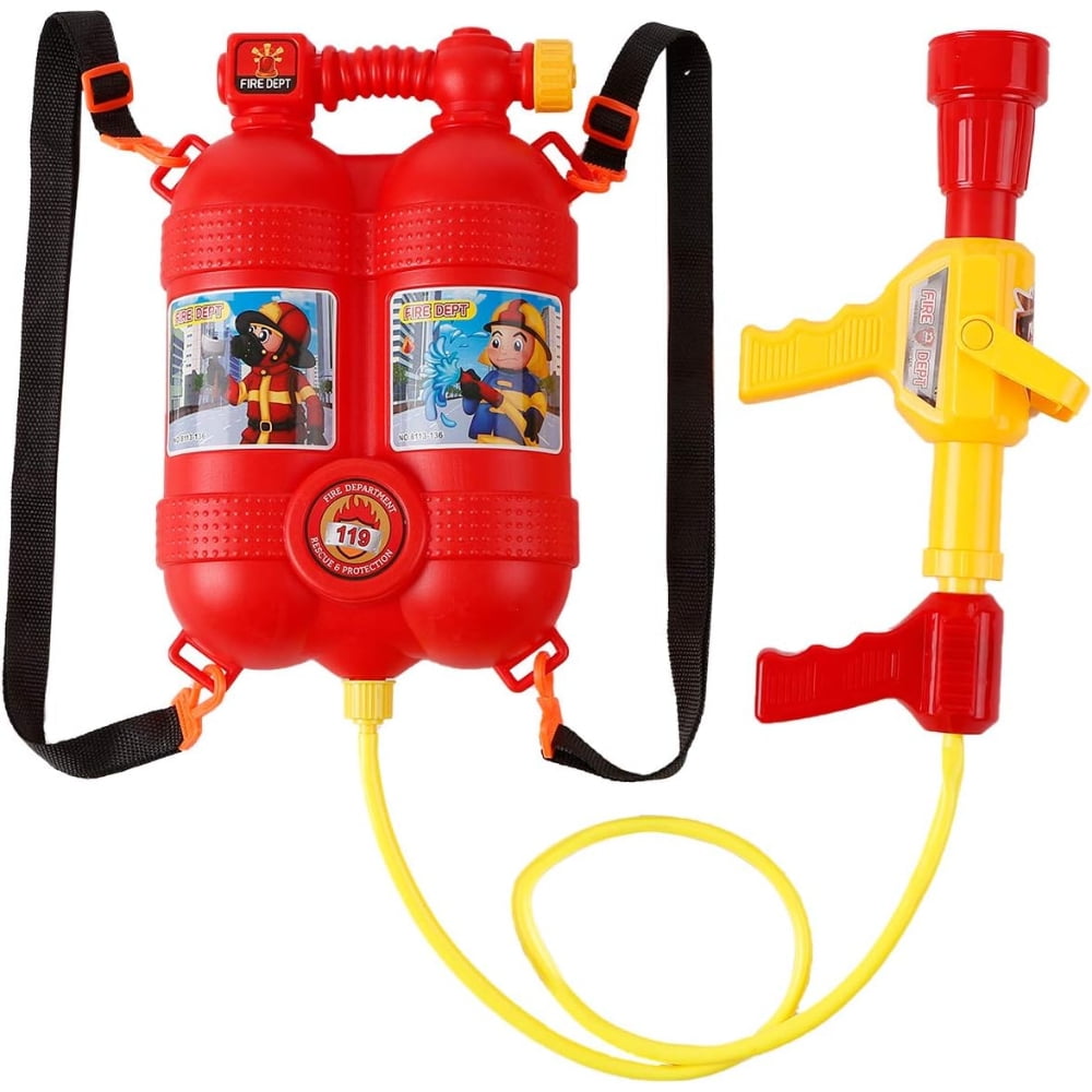 Otuti - Mochila Con Pistola Lanza Agua Bombero Roja