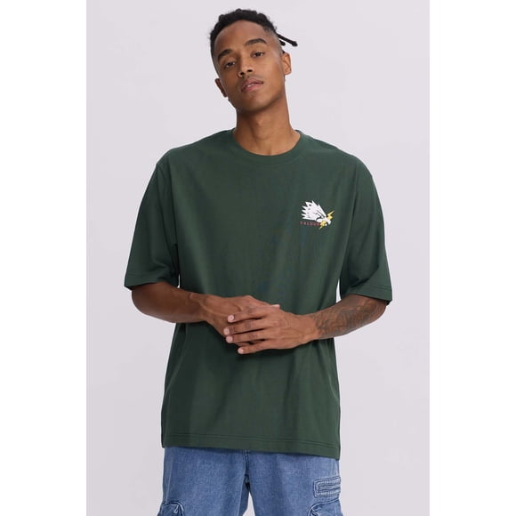 Polera Hombre Doble Print Verde Militar