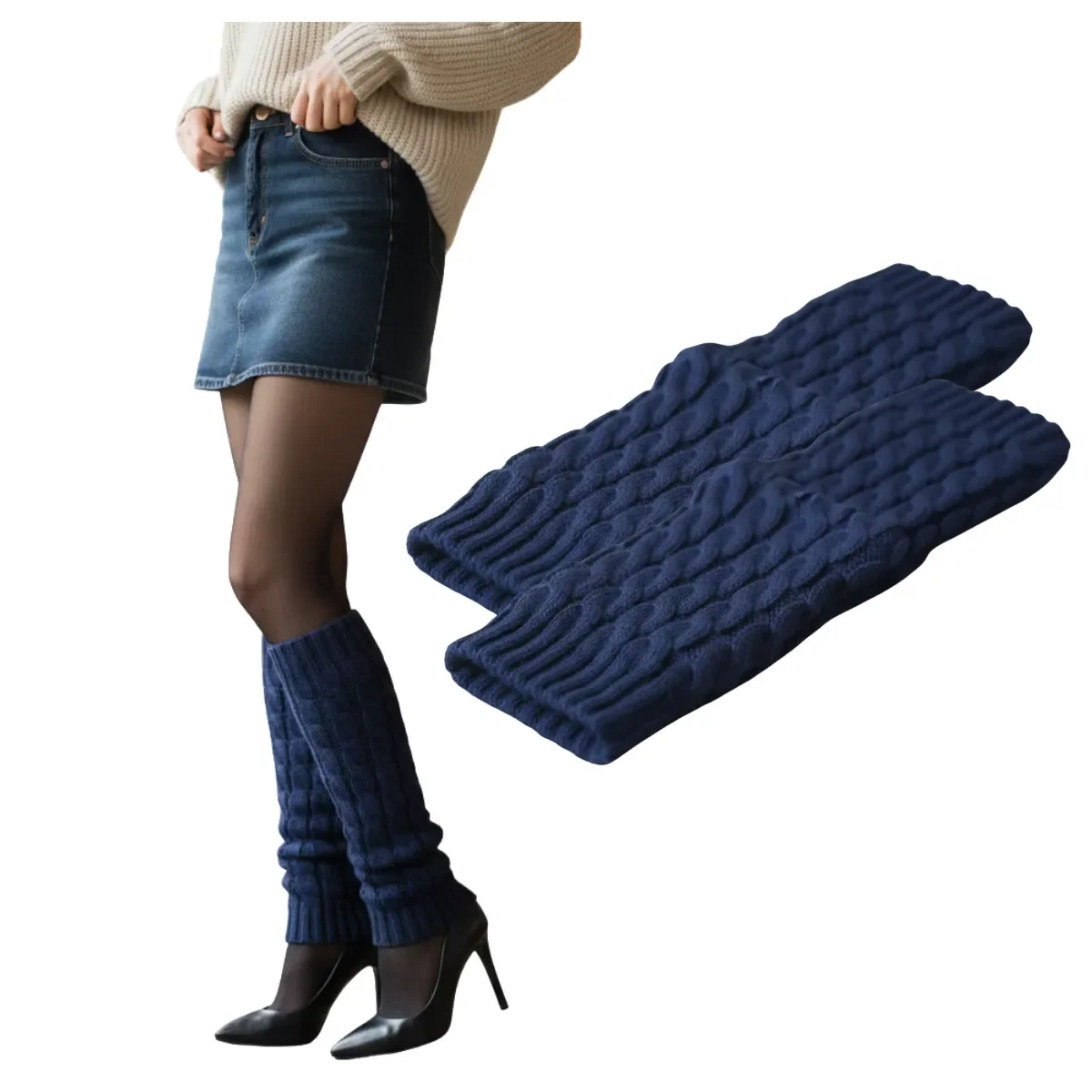 Genérico - Polainas Calentadores Tejido Trenzado Colores Variados Mujer Niña Elegante 100% Lana