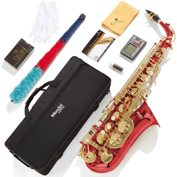 Saxofón Alto Mendini by Cecilio – Kit Dorado Rojo
