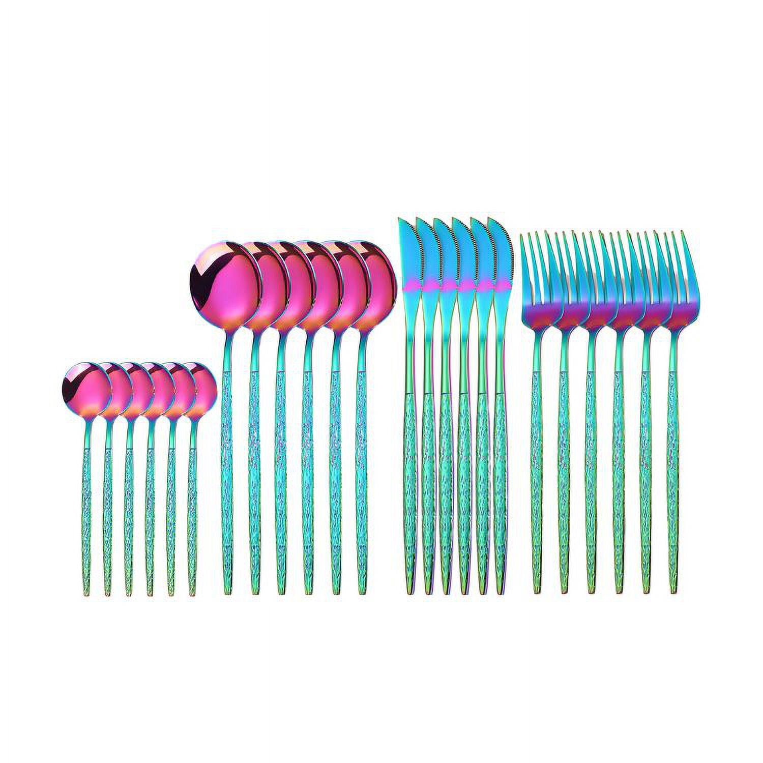 Crusec - Set Cubiertos De Mesa Tornasol Acero Inoxidable 24 Piezas