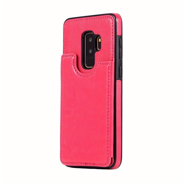 Flip Folio Leather Wallet Protective Case, Card Holder Slots Pockets Back Cover For Samsung S9+
