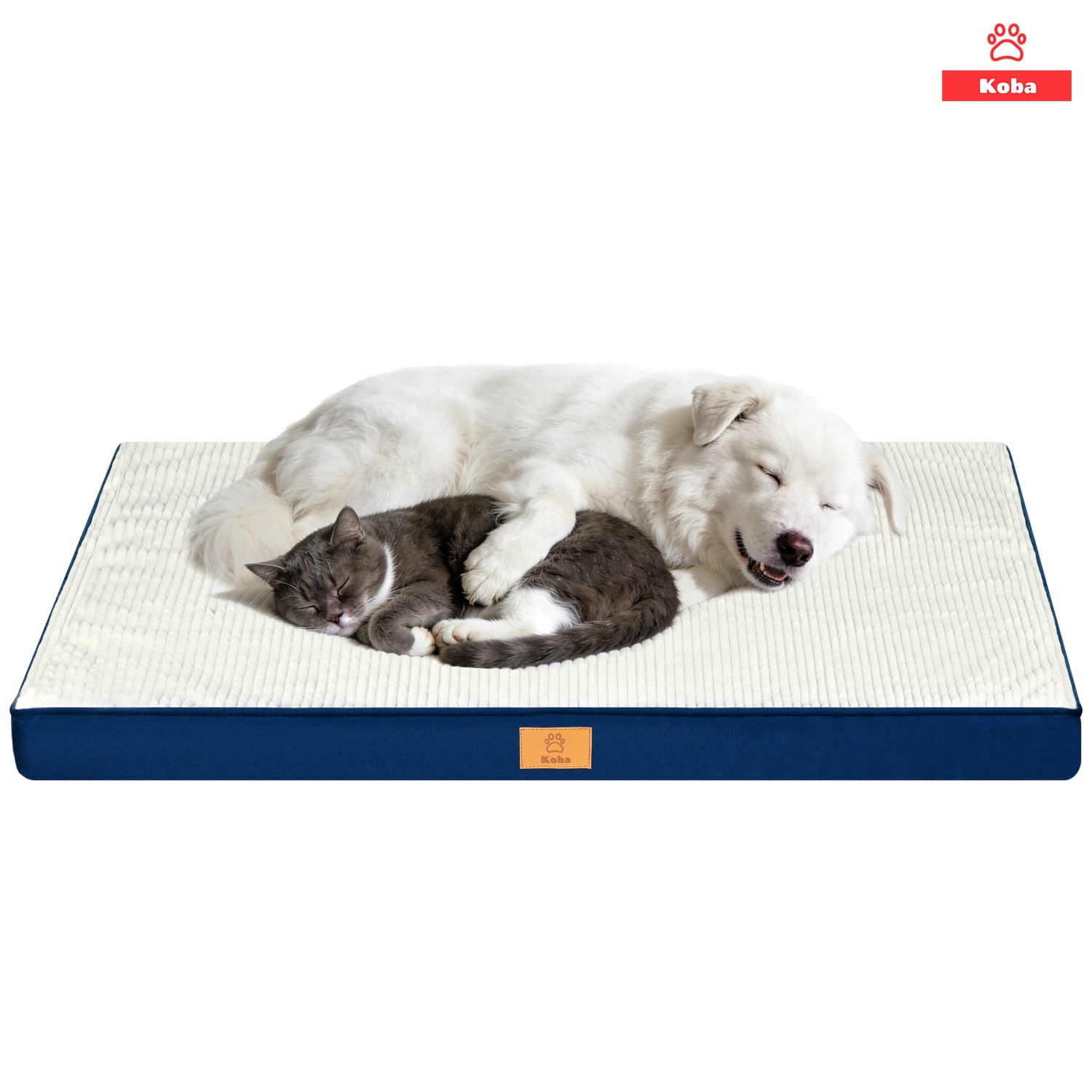 Cama Antiestrés Grande Perros Colchón Ortopedico 120x80cm Azul Con Crema