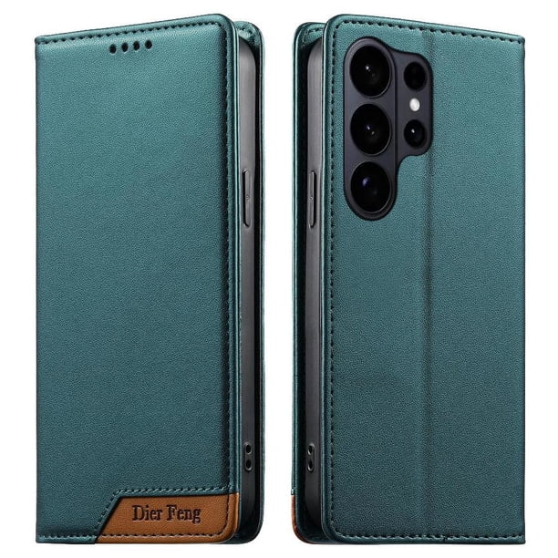 Funda Tipo Cartera de Cuero Sintético para Samsung Galaxy S26 Ultra Bloqueo RFID, con Ranuras para Tarjetas y Bolsillo para Efectivo, Cierre Magnético Fuerte Verde