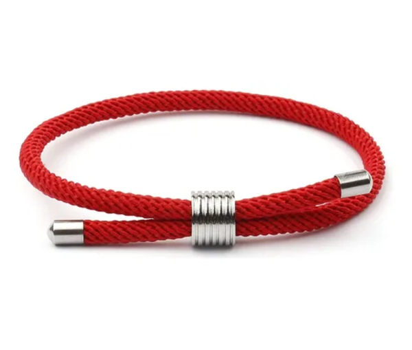 Genérico - Pulsera Acero Hilo Rojo Protección Unisex