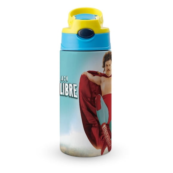 Nacho Libre Botella de Agua con Tapa Pop Top de Un Toque, Acero Inoxidable, a Prueba de Fugas, para Deportes, Botella Infantil azul 12 oz