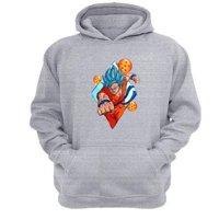 Genérico - Polerón Canguro Goku Gris Claro Talla L Unisex