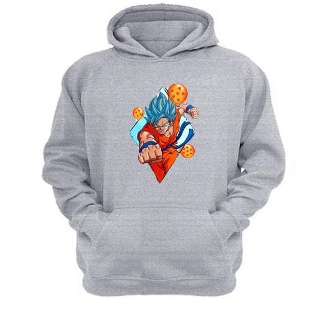 Genérico - Polerón Canguro Goku Gris Claro Talla L Unisex