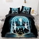 thumbnail image 1 of Magic World Elk Black Blue Print Quilt Duvet Cover Set Bedding 3-Piece Bedding Set, 1 of 5