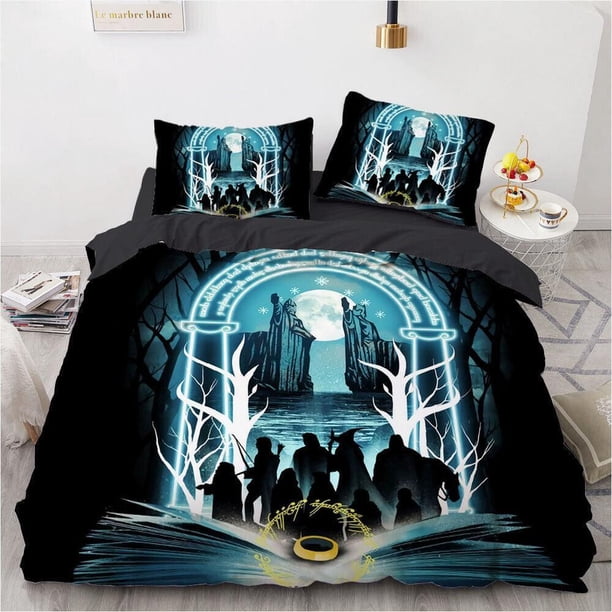 Magic World Elk Black Blue Print Quilt Duvet Cover Set Bedding 3-Piece Bedding Set