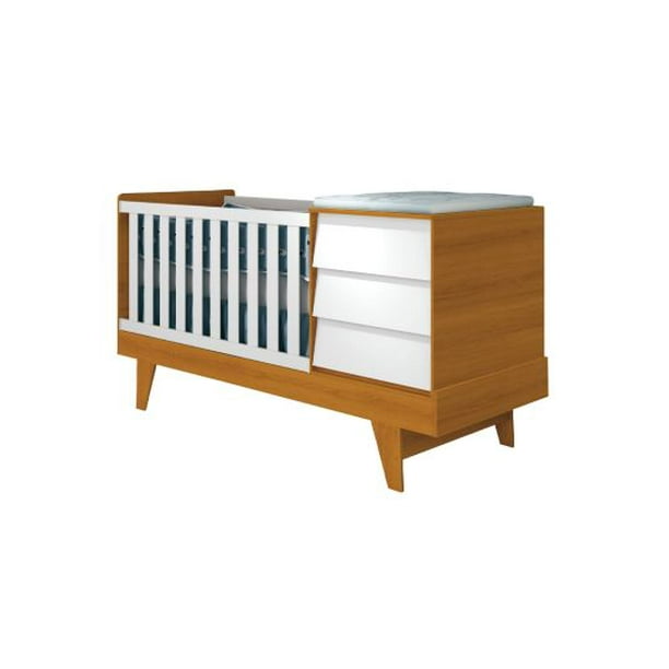Cuna 3 En 1 Con Comoda Noah Prince Blanco Caramelo