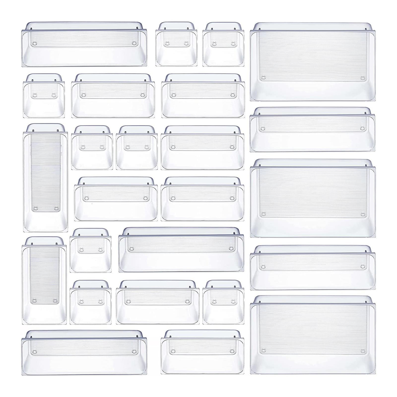 Magideal - Organizador De Cajones De Escritorio Multifuncional Organizador De Cajones De Tocador Bandejas Contenedor Divisor Organizadores De Cajones Transparent , Juego De 25