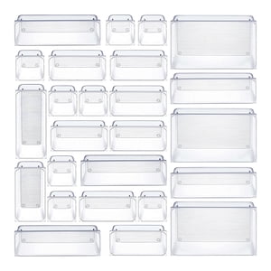 Magideal - Organizador De Cajones De Escritorio Multifuncional Organizador De Cajones De Tocador Bandejas Contenedor Divisor Organizadores De Cajones Transparent , Juego De 25
