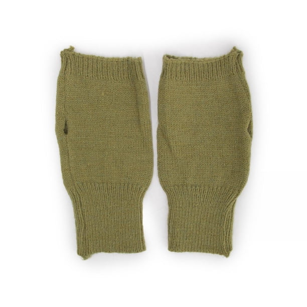 Guantes mitones cortos de lana verde Talla Única