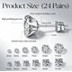 thumbnail image 2 of Pendientes Qitequan 24 pares de botones de acero plateado con zirconia cúbica, 2 of 9