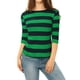 thumbnail image 3 of INSPIRE CHIC Camisetas a Rayas de Regreso a Clases para Mujer Ajustadas con Mangas al Codo y Cuello de Barco Talla L Verde Oscuro, 3 of 7