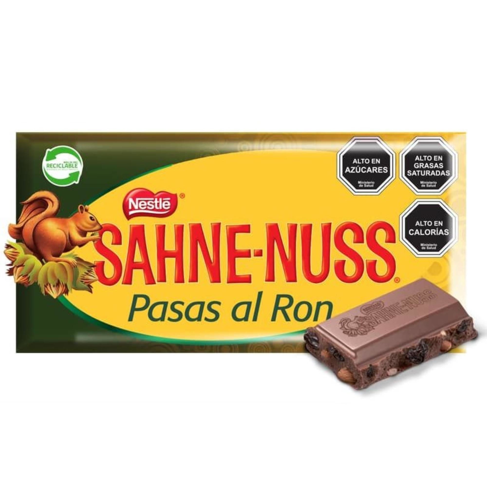 Chocolate Pasas Al Ron Barra 250 g Sahne Nuss