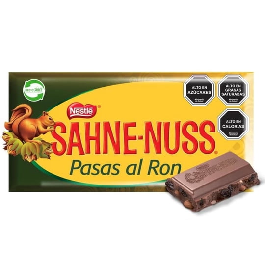 Chocolate Pasas Al Ron Barra 250 g Sahne Nuss
