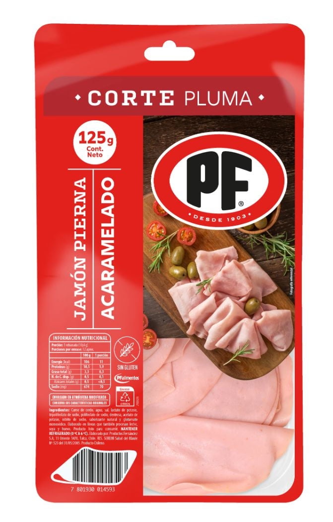 Jamón De Pierna Acaramelada Corte Pluma 125 gr PF