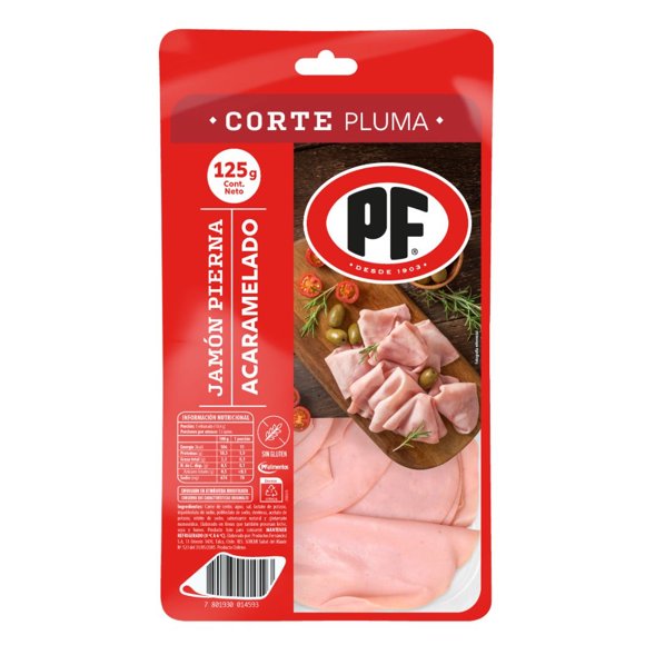Jamón de Pierna Acaramelada Corte Pluma, 125 gr