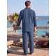 thumbnail image 3 of INSPIRE CHIC Conjunto de 2 Piezas de Lino Camisa de Manga Larga Pantalones con Cordón L Azul Oscuro, 3 of 5