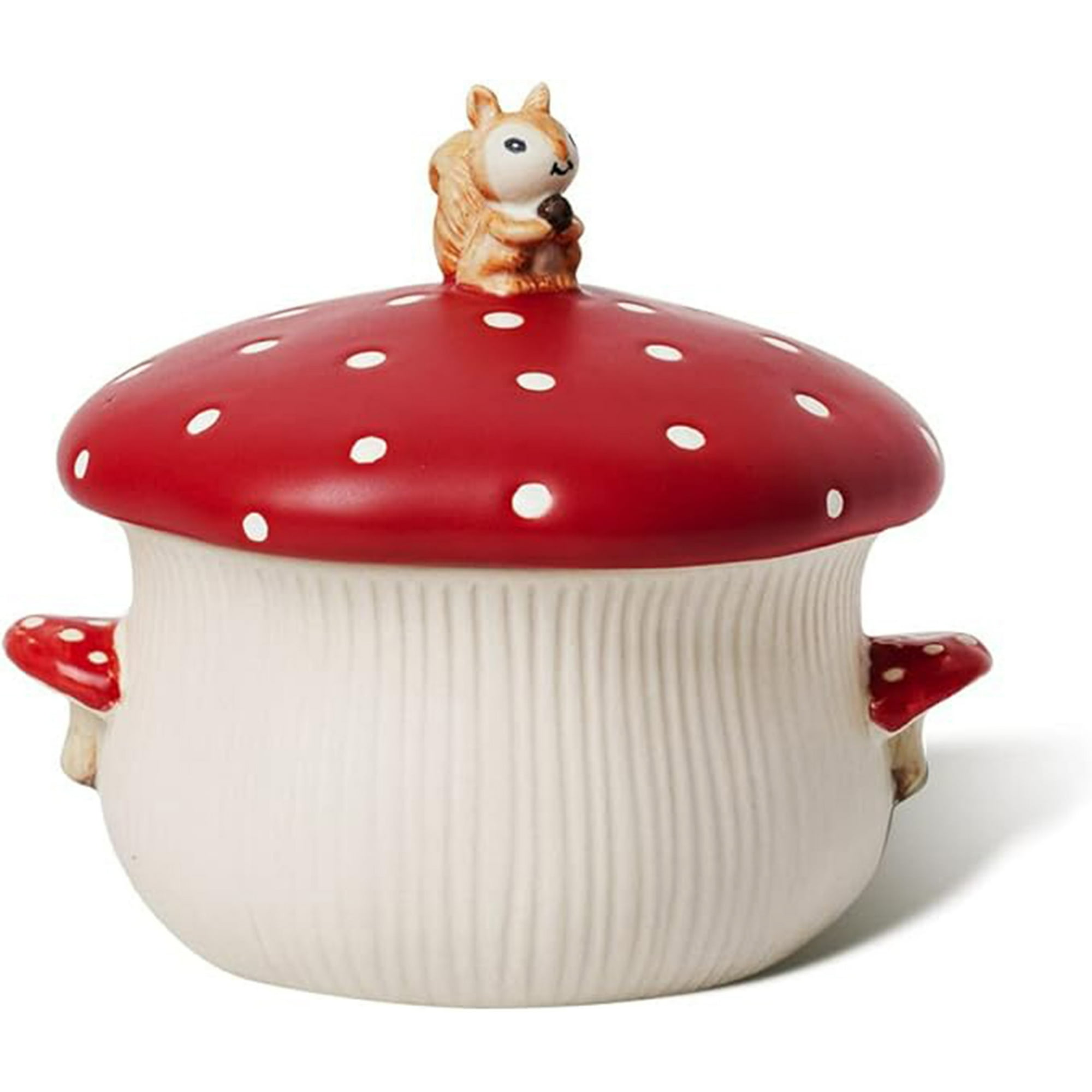 Veat00l - Tazón Grande De Sopa De Setas, Doble Mango De Setas Y Tapa De Setas, Cerámica Mate Segura, Adecuada Para Múltiples Escenarios, Diseño Novedoso, Para Guisos, Ensaladas, Gachas, Etc.