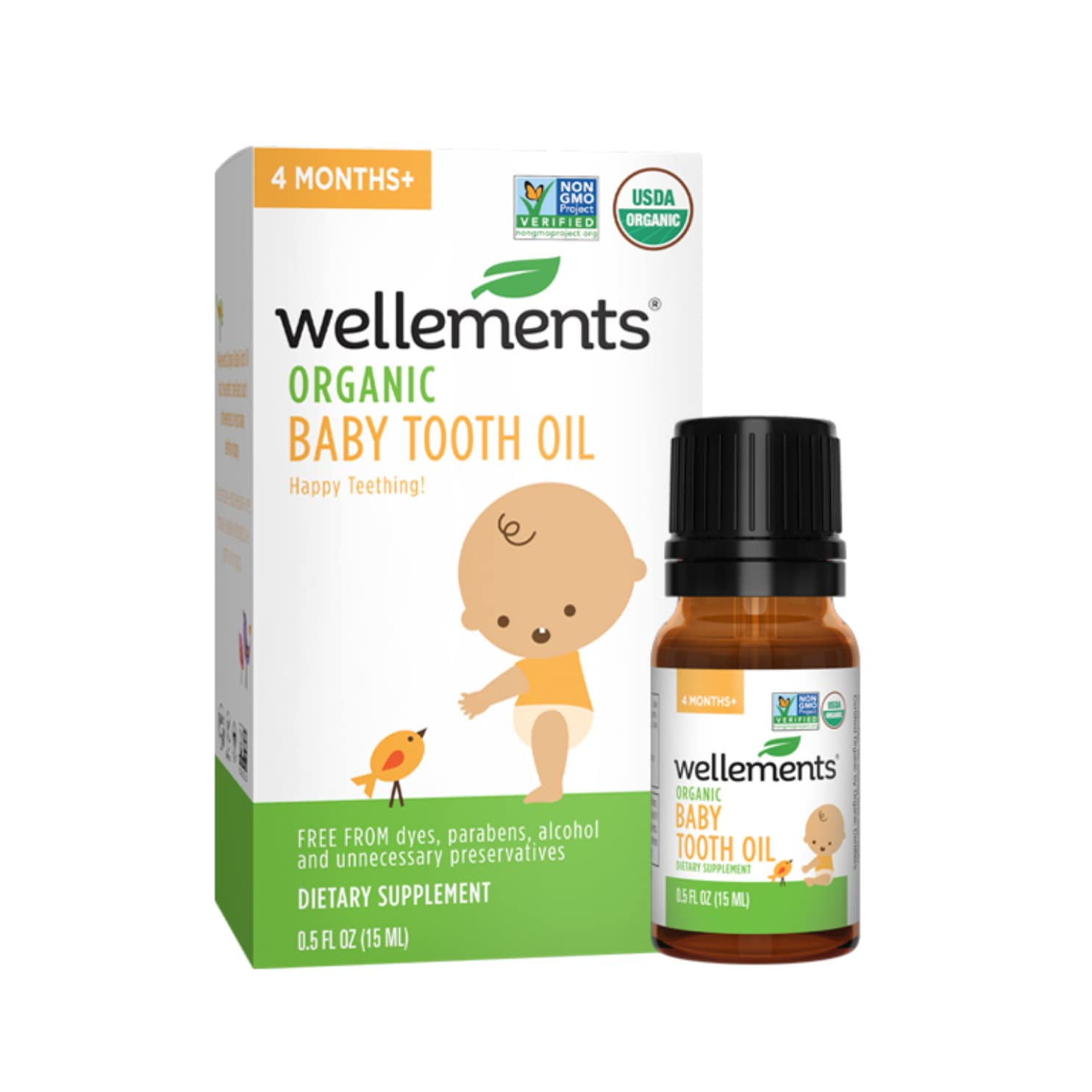 Masaje Relajante Wellements Con Aceite Dental De Bebé, 15 Ml, 4 Meses O Más
