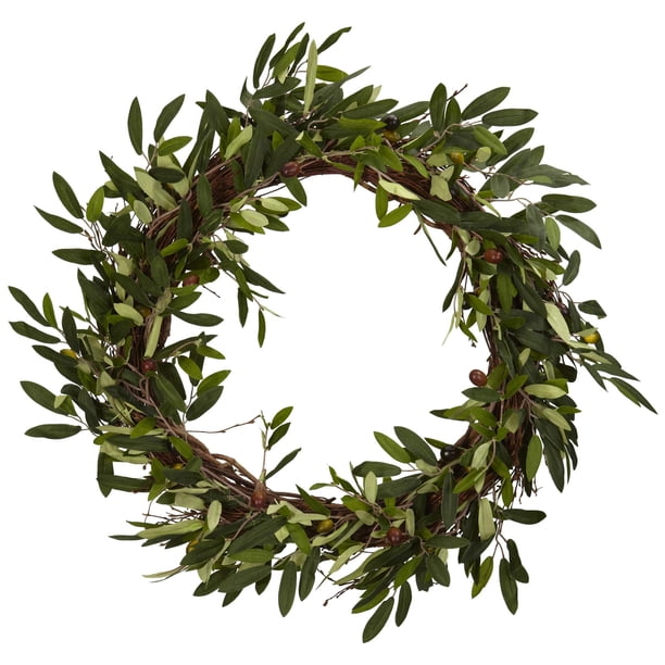Corona de olivo artificial Nearly Natural de 50 cm, acento decorativo para el hogar