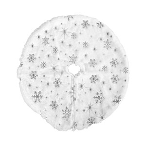 Magideal - Falda Para Árbol De Navidad, Falda De Árbol De Imitación De Lujo, Tapete Para Árbol, Delantal Redondo Para Árbol De Navidad, Para Vacaciones, Año Copo De Nieve Plateado