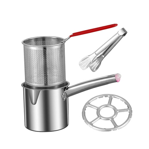 Bothyi - Olla De Freidora De Acero Inoxidable, Freidora Japonesa Tempura Para Cocina, Restaurante, Cesta, Estante Con Clip, 1,8L