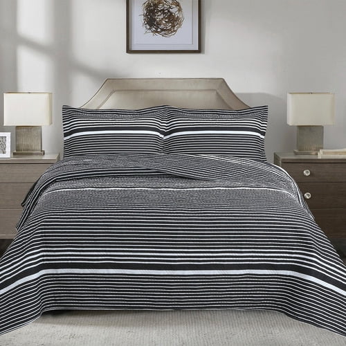 Quilt Andes Estampado King Listado Negro