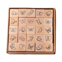 Magideal - 25 Uds Mini Sellos De Madera Proyecto Diy Artesanías Hechas A Mano Sellos De Goma Madera Diario Juego De Sellos Para Planificador Feliz Fabricación De Mariposa
