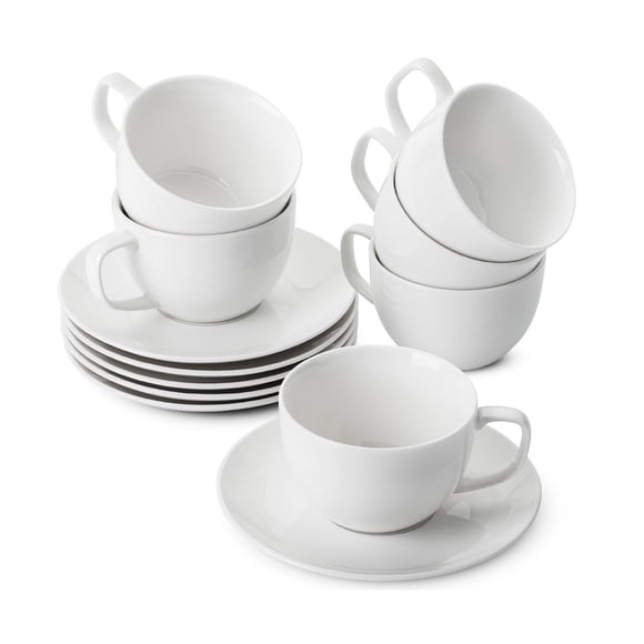 Juego de 6 tazas blancas de cappuccino Brew To A Tea, 240 ml