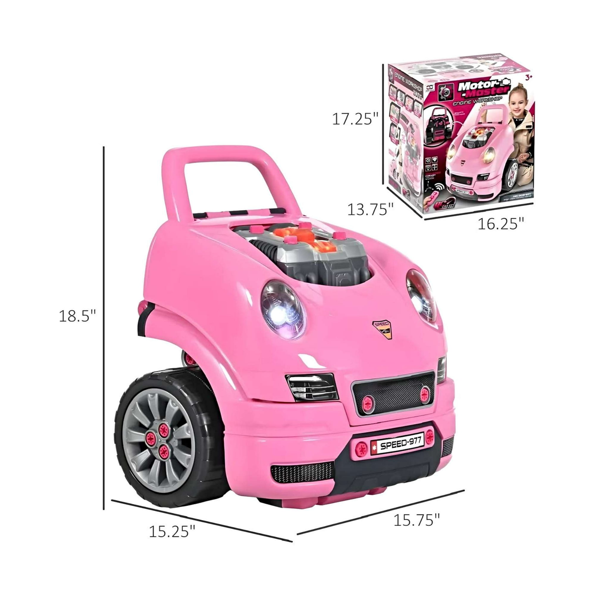 Ali Chile - Juguete Auto Para Reparar Con Luces Sonidos Y Accesorios Rosa