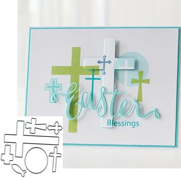 Set de troqueles metálicos de Navidad para oración, pez y cruz, scrapbooking