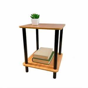 Wakeshome - Mesa De Noche Top Living Velador 2 Niveles De Bambú Brillante