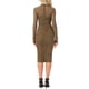 thumbnail image 3 of Vestido de malla INSPIRE CHIC para mujer con cuello simulado, manga larga, fruncido, cóctel, ajustado, talla L, color camello, 3 of 6