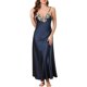 thumbnail image 1 of INSPIRE CHIC Vestido de Noche Largo sin Mangas para Mujer con Encaje en el Escote en V, Tirantes Ajustables de Espagueti, Vestido de Dormir Sedoso para Primavera Verano S Azul Marino, 1 of 5