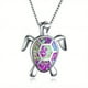 thumbnail image 5 of Gorgeous Bohemian Fire Opal Necklace - Silver Color, Blue, White & Green Tortoise Pendants, 5 of 5