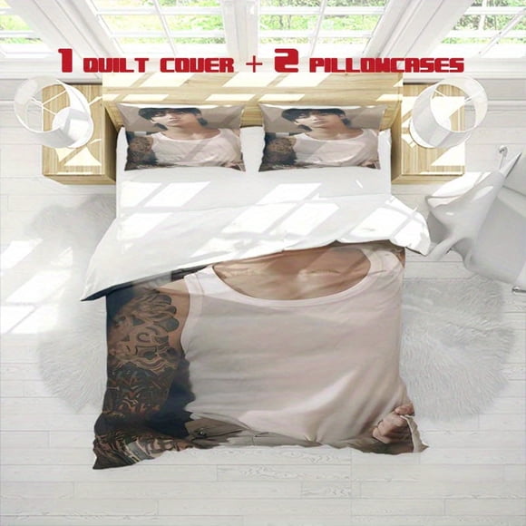 3pcs Tian Junguo Casual Style Printed Three Piece Bedding Set Soft Quilt Cover And Two Pillowcases