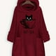 thumbnail image 1 of Cat Print Big Pocket Hoodie, Casual Long Sleeve Fleece Hoodies Sweatshirt, Women's Clothing, 1 of 3