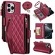 thumbnail image 1 of Para iPhone 15 Pro Max Funda Tipo Cartera con Bloqueo RFID, Funda de Teléfono Tipo Bolso Cruzado con 9 Ranuras para Tarjetas, Bolsillo con Cierre y Correa Desmontable, Rojo, para iPhone 15 Pro Max, 1 of 9