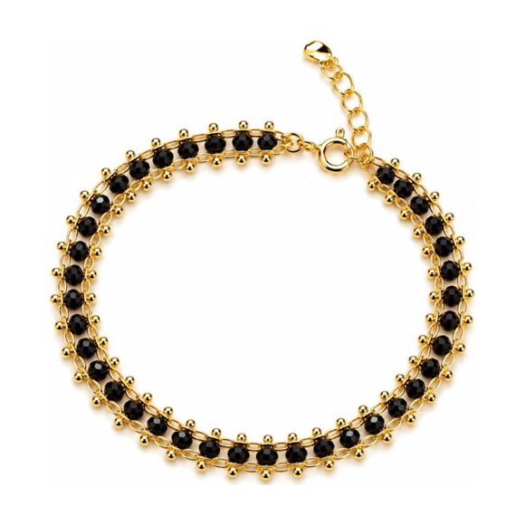 Pulsera Onyx Élégance con Baño de Oro 18K.
