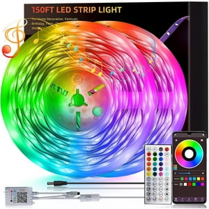 Tira De Luces Led Hbowmdjia, 150 Pies (2 Rollos De 45 M), Sincronización De Música
