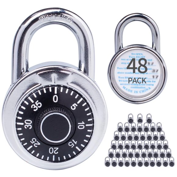 Candados de combinación XanHen - paquete de 48 unidades de 5 cm, metal