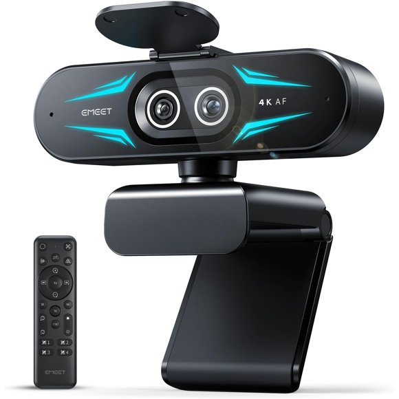Webcam EMEET C60E de doble cámara 4K con zoom 11X y micrófonos RGB