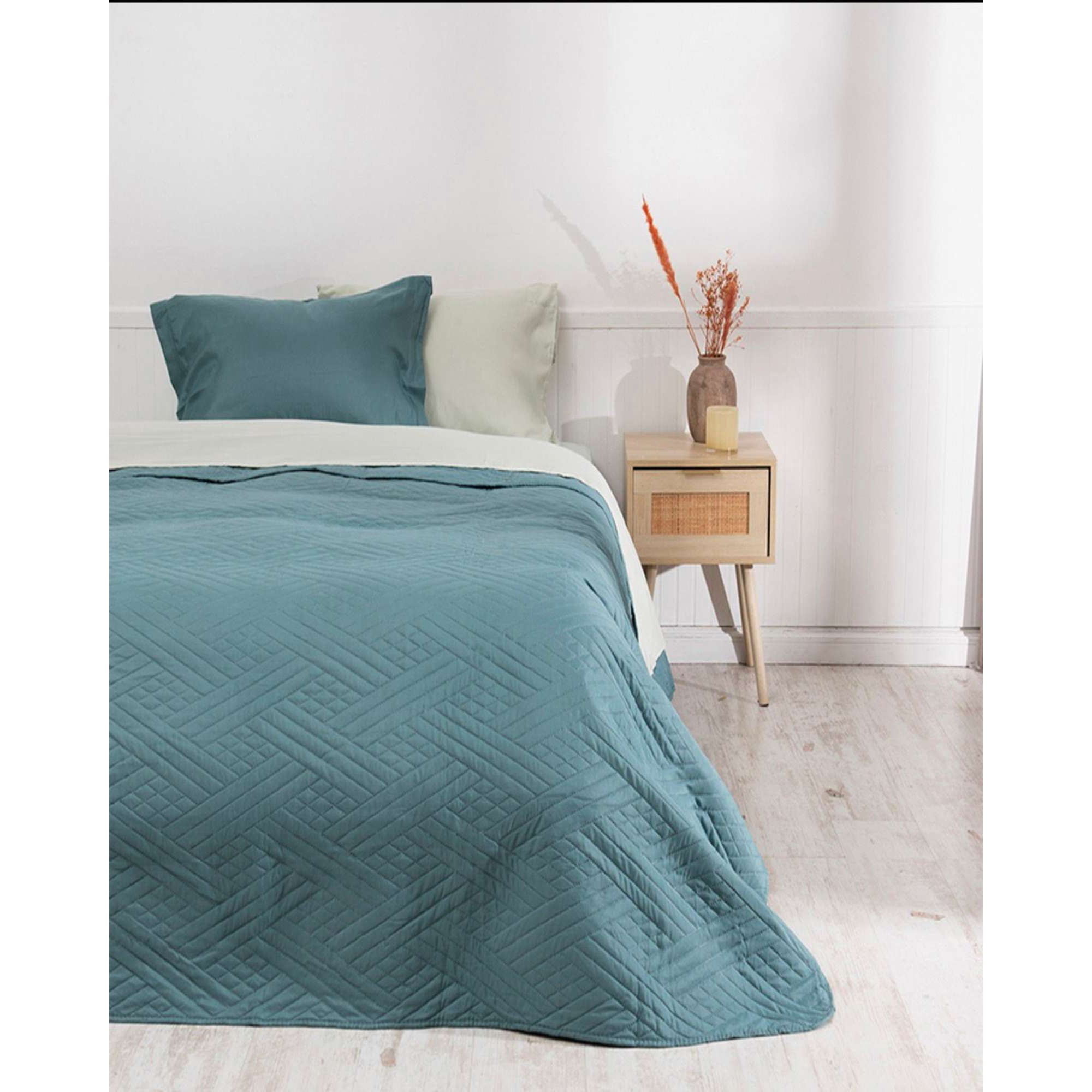 Cubrecama Quilt Mas Juego De Sábana Liso King Mashini