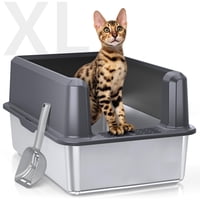 Caja De Arena Para Gatos Woofigo Cerrada De Acero Inoxidable Xl Con Tapa